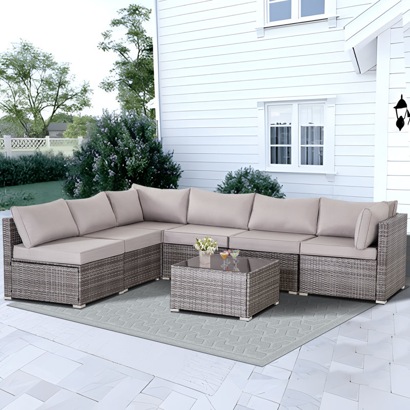 Adelita 4 piece rattan sofa set with cushions best sale